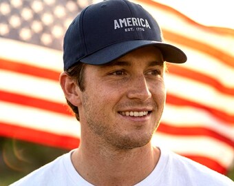 Minimalist America Est. 1776 Embroidered Cap | Patriotic USA Dad Hat (Flexfit)