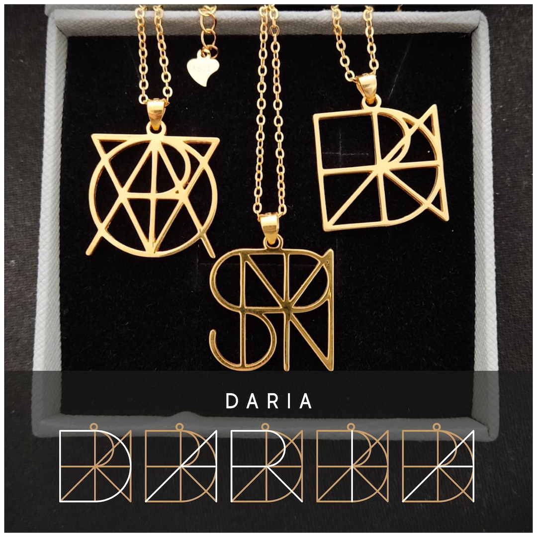 Personalized Name Logo Necklace: 18k Gold, Silver Monogram Pendant