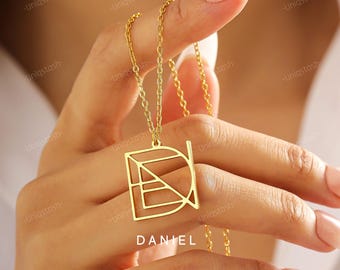 Collier prénom avec logo : pendentif monogramme initiales personnalisées - fait main, cadeau de fête des mères