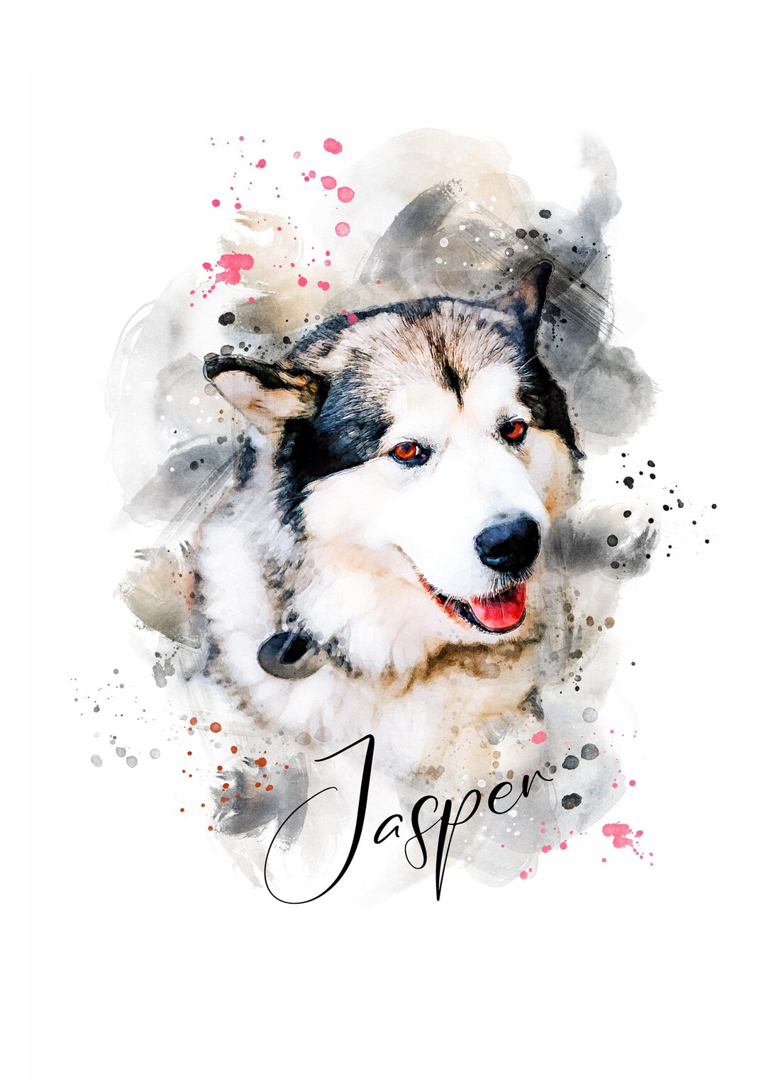 Pet Portrait Watercolor Custom Digital Print From Photo: Personalized ...