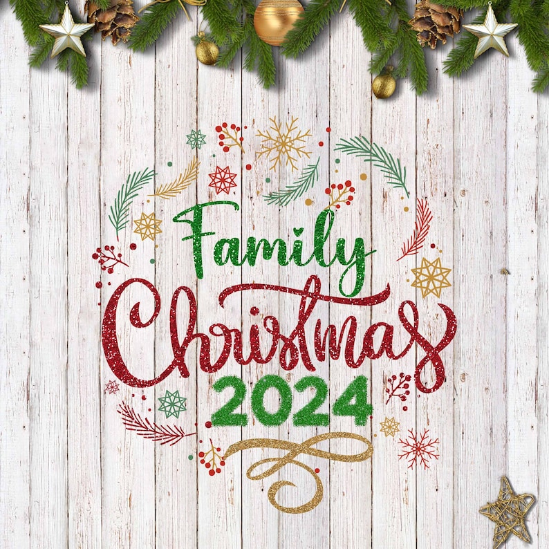 Family Christmas 2024 Png, Family Christmas 2024 Sequin PNG, 2024 Glitter PNG, Sequin Glitter
