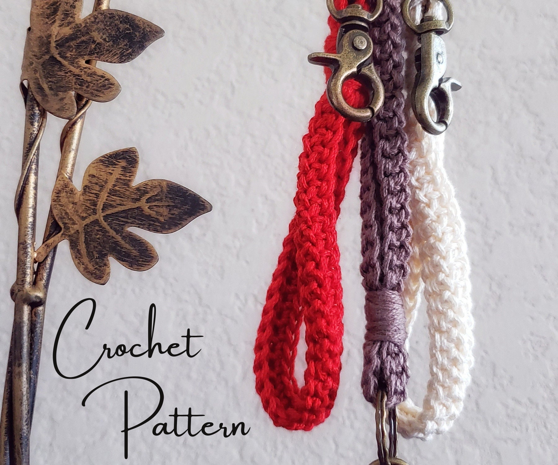 Wristlet Keychain Crochet Pattern Halcyon Keychain Keychain Wristlet Simple  Crochet Pattern Cotton Yarn Stash Buster Craft Show DIY