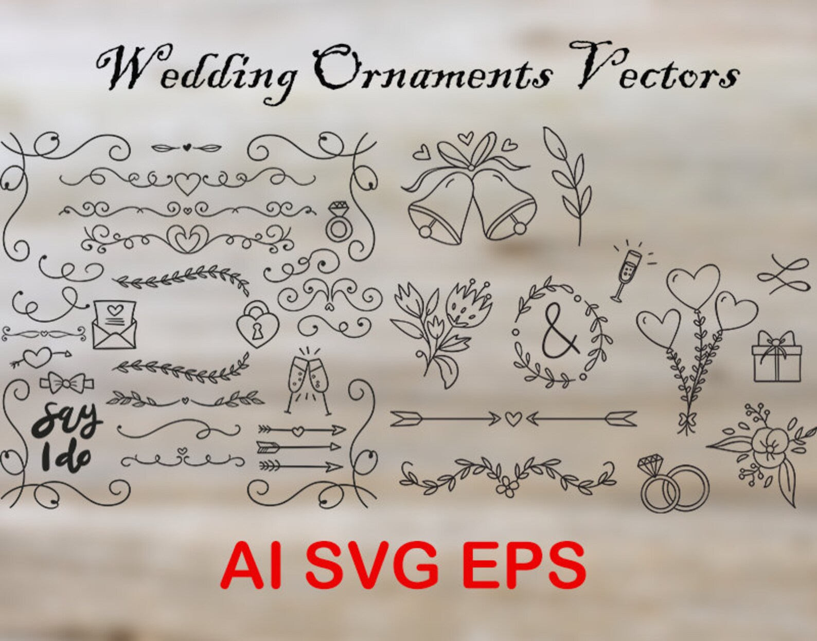 Download 34 Wedding Ornaments Love AI SVG EPS | Etsy