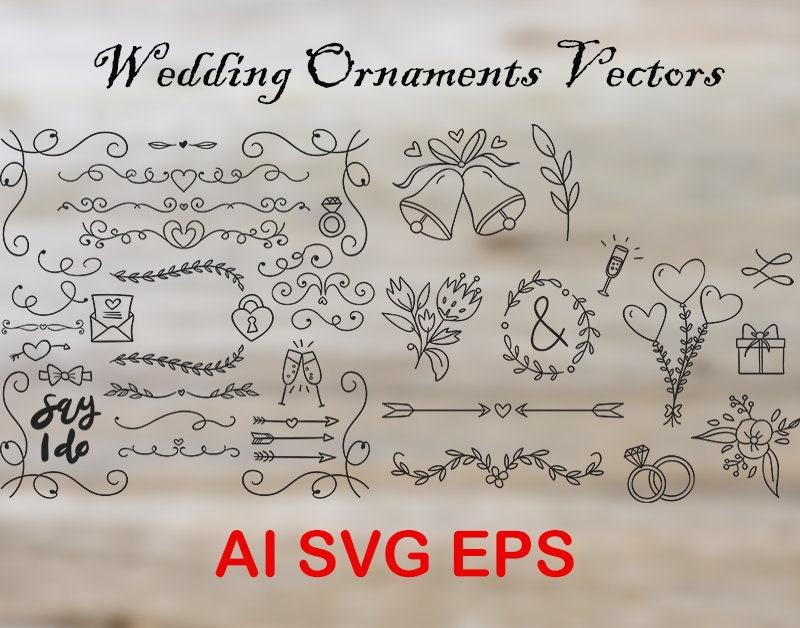 34 Wedding Ornaments Love AI SVG EPS | Etsy
