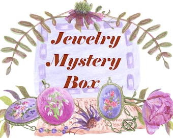 Embroidered Jewelry Mystery Box, Floral Necklace Surprise Box, Jewelry Grab Bag, Surprise Gift to Yourself, Double Surprise Blind Box