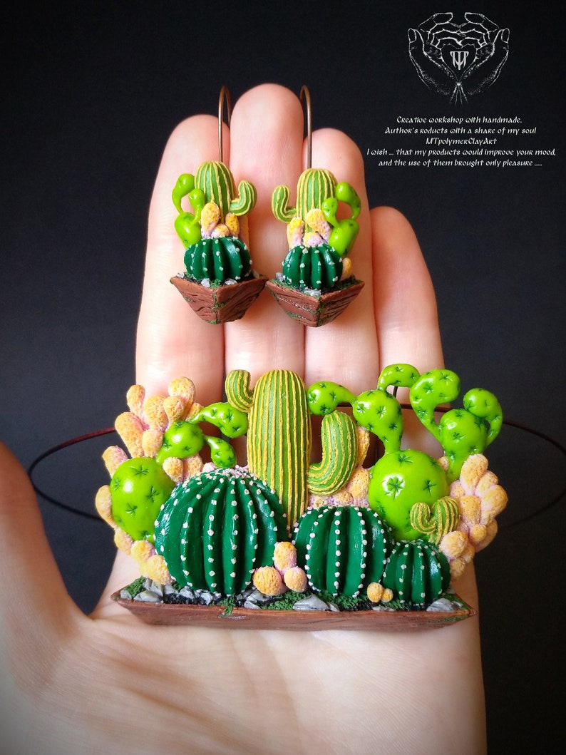 Jewelry with cactiBright jewelry setBrooch with Etsy