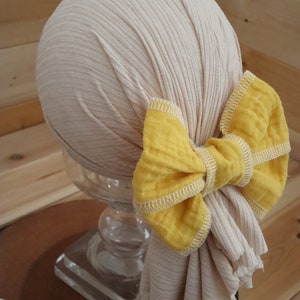 Summer Bows, Baby Gauze Cotton, Yellow Girls Bows,Baby Yellow Bows, Frillyilli surged bow, Butterfly Kisses, Lemon Yellow, White Surged Bows image 7