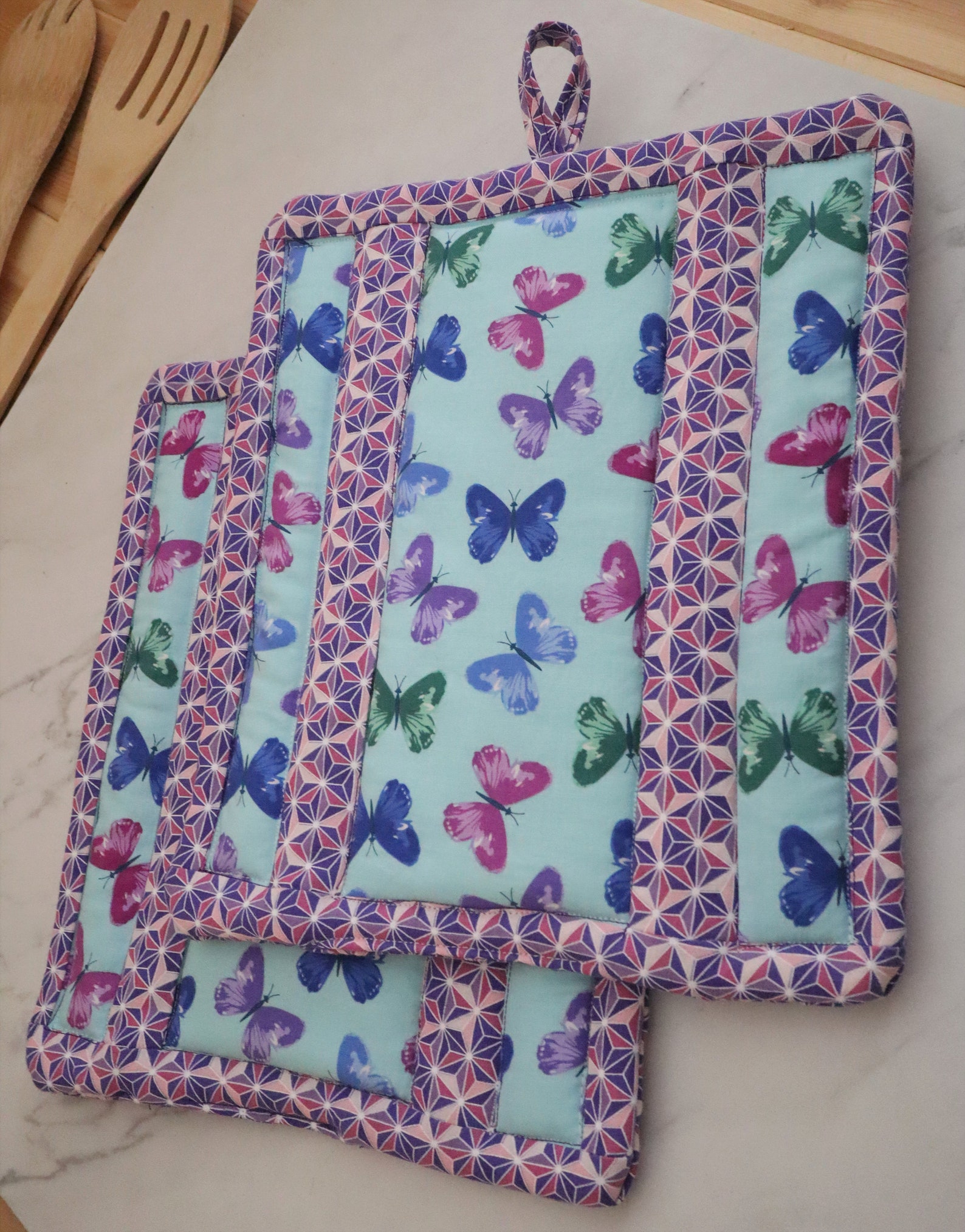 Butterfly pot holders purple geometric print deluxe XL pot Etsy