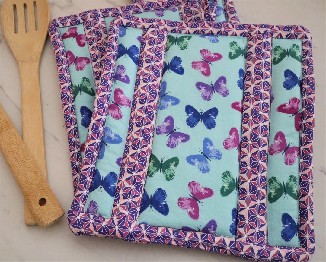 Butterfly Pot Holders Purple Geometric Print Deluxe XL Pot Etsy