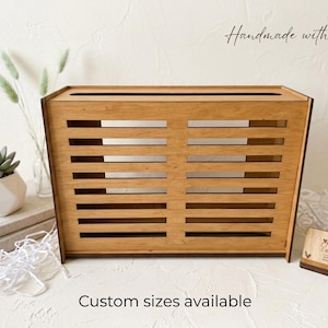 Personalized Router Storage Box, Wooden WiFi Router Cover, Hidden Cable Organizer, Home Decor Router Hider, Vertical Line Design Box