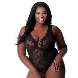Amina: All Over Lace Teddy Plus Size Lingerie Plus Size Clothing  Lingerie Teddy  For Women Plus Size Teddies Gift For Her Teddy Lingerie XL