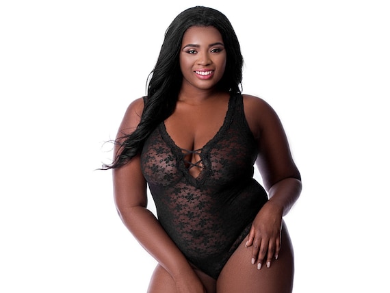 Amina: All Over Lace Teddy Plus Size Lingerie Plus Size Clothing