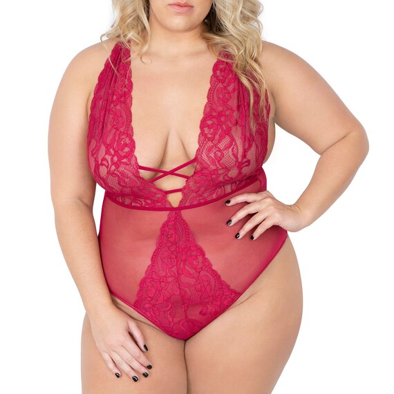 FUNKE: Lace See-through Bodysuit Plus 