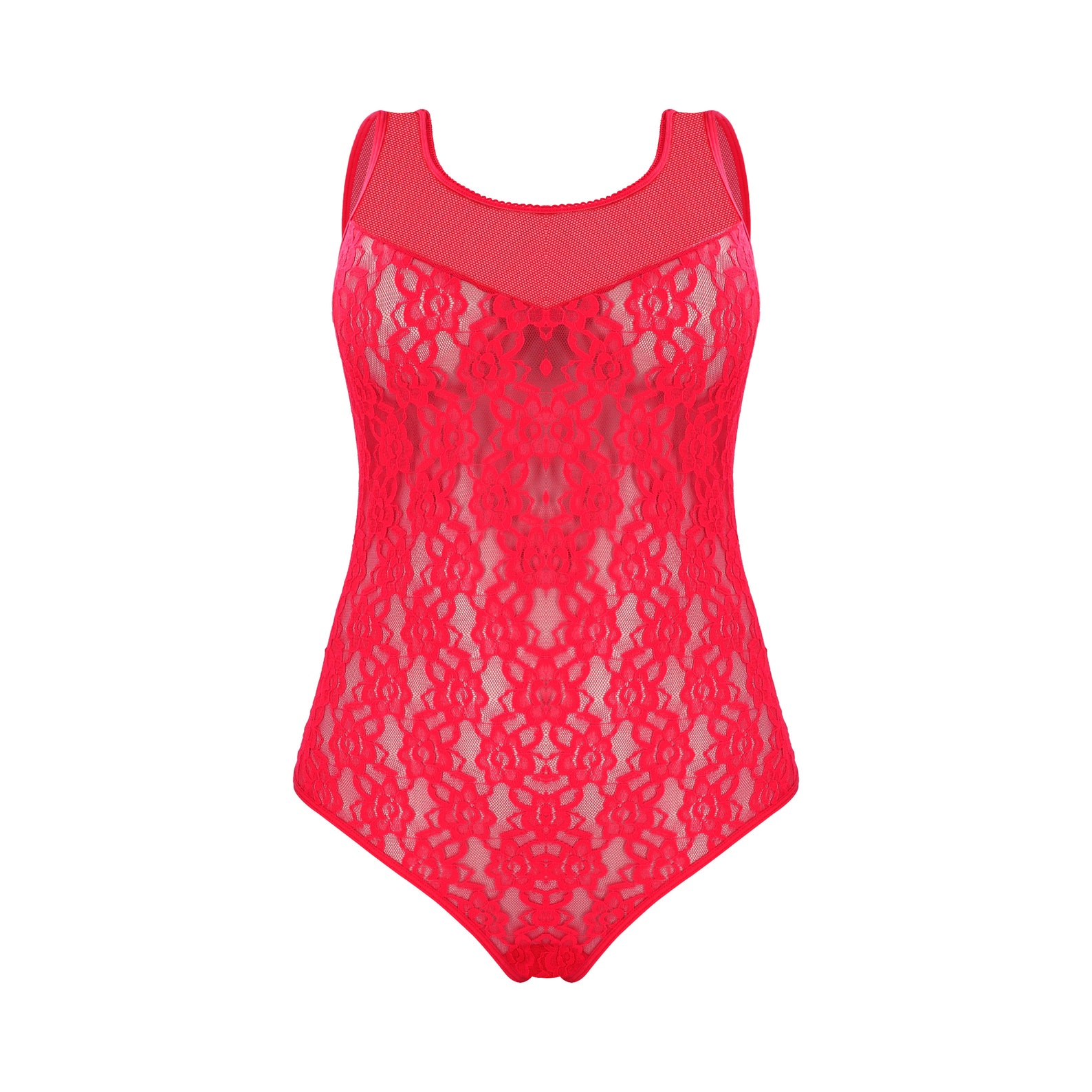 Plus Size Red Lace See-through Bodysuit Lace Lingerie Plus - Etsy