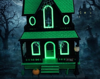 Haunted Victorian House Lantern | Gothic Halloween Decor | 3D Printed Spooky House | Lighted Haunted House Display