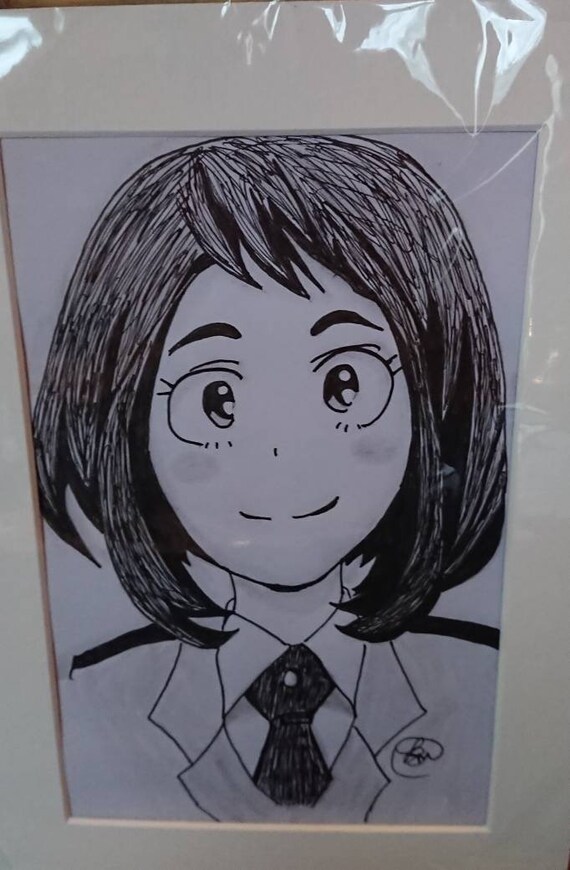Uraraka My Hero Academia Anime Drawing Hand Drawn Ink Artwork Etsy
