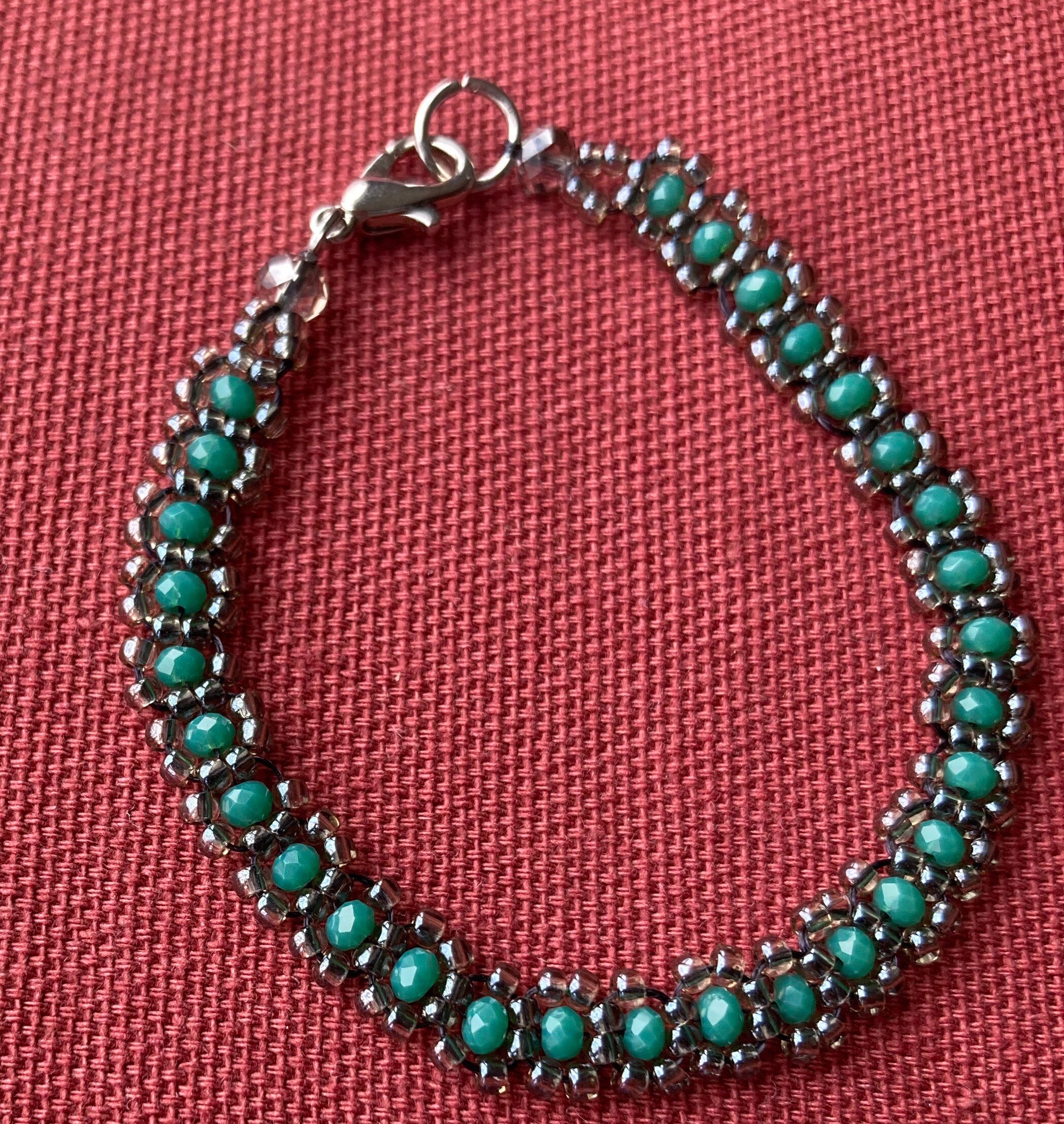 Handmade Beaded Bracelet With Quality Glass Beads, Beaded Flower Glass