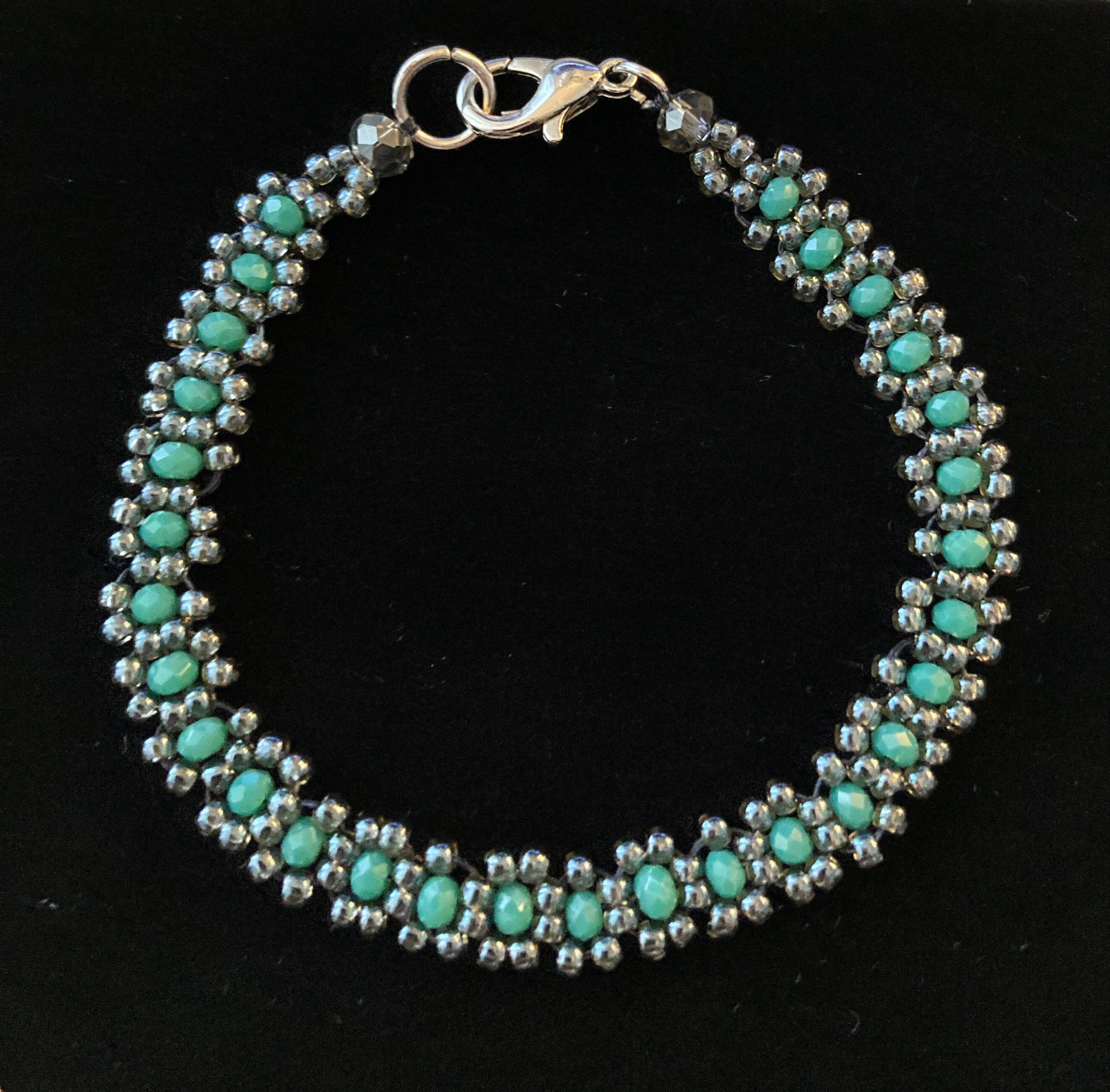 Handmade Beaded Bracelet With Quality Glass Beads, Beaded Flower Glass