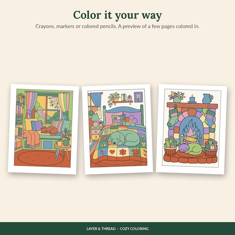 Cozy Coloring Pages for Adults, 20 Bold and Easy Coloring Sheets ...