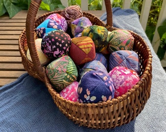 Set of 3 Colorful Batik/Tie-Dye Fabric Juggling Balls