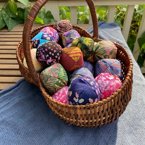 Set of 3 Colorful Batik/Tie-Dye Fabric Juggling Balls