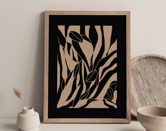 Abstrakte illustrierte Schnitzerei druckbare Kunst, zeitgenössische minimalistische Kunst, Illustration, neutraler moderner Kunstdruck, druckbar, digitaler Download
