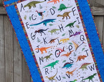 Alphabetosaurus Quilt includes backing - FREE DOMESTIC SHIPPING