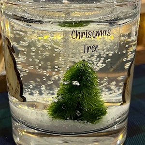 Gel Wax Candle with wooden Gonks and Christmas Tree embedded into wax Scented Christmas Tree