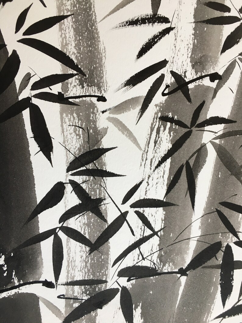 Sumie brush painting of bamboo. This bamboo brush painting Etsy
