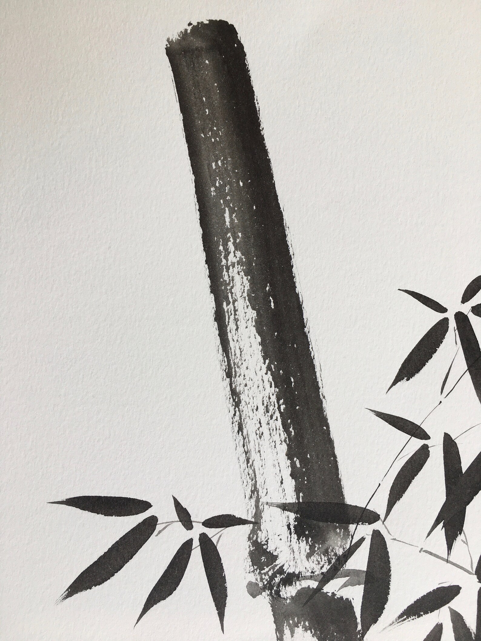 Bamboo painting. Sumi brush painting with 2 mood seals Etsy