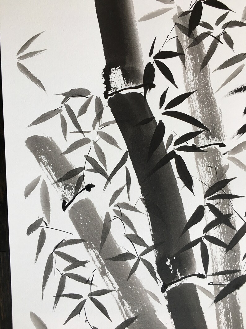 Sumie brush painting of bamboo. This bamboo brush painting Etsy