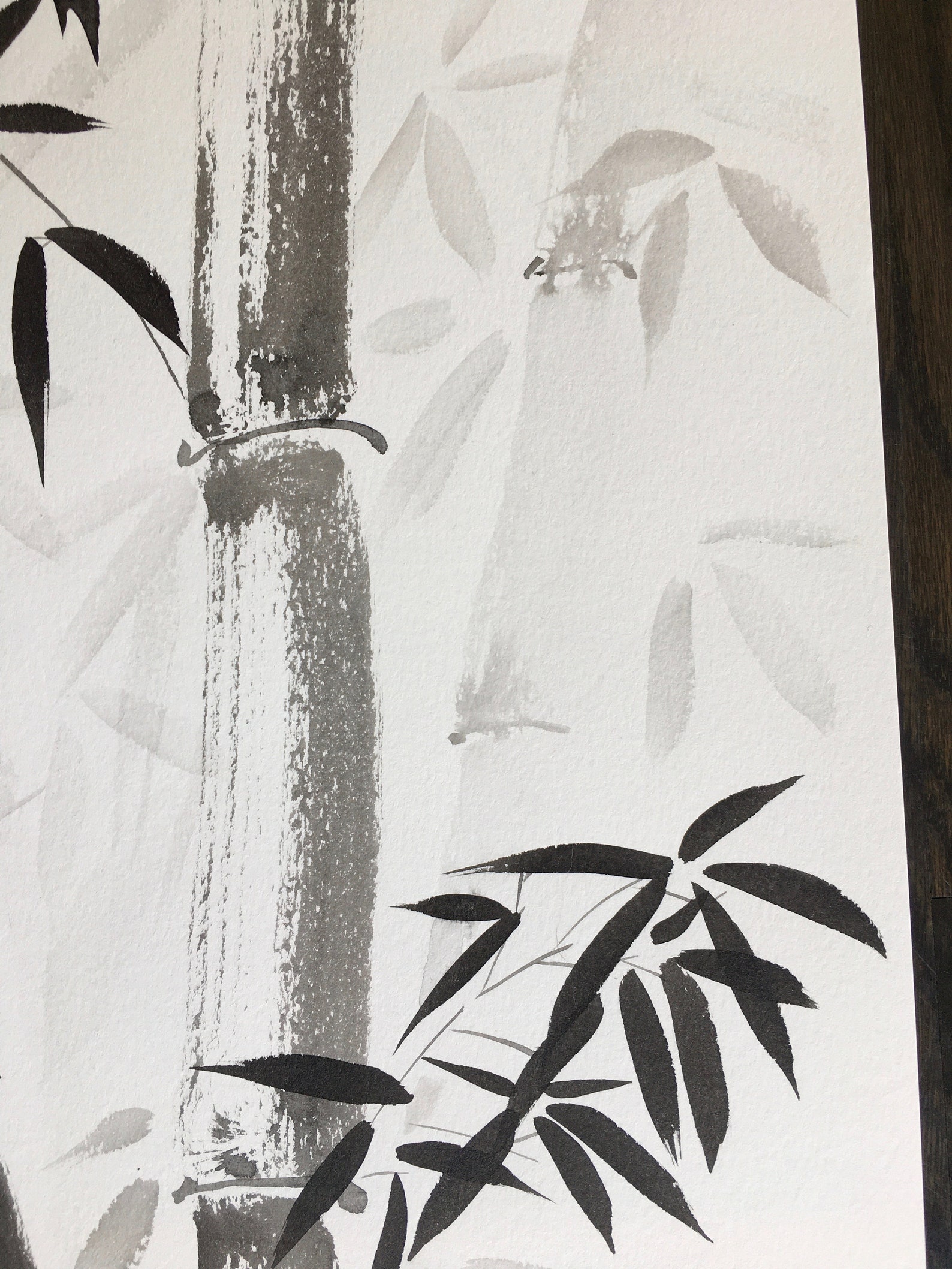 Bamboo painting. Sumi brush painting with 2 mood seals Etsy