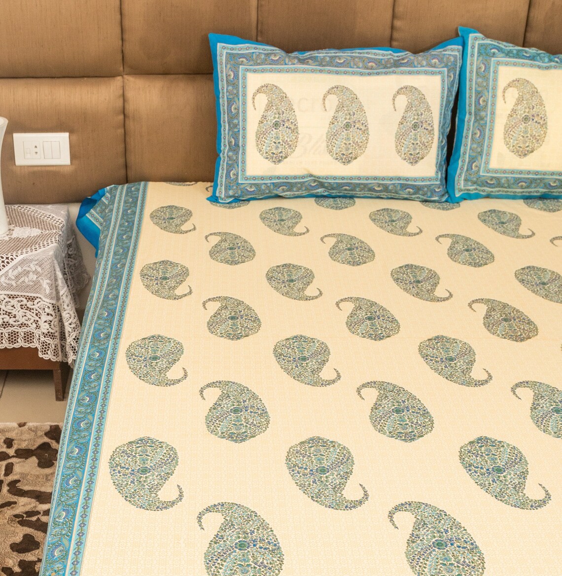 Indian Cotton Bedsheet Set Bedspread with flat sheet and Etsy