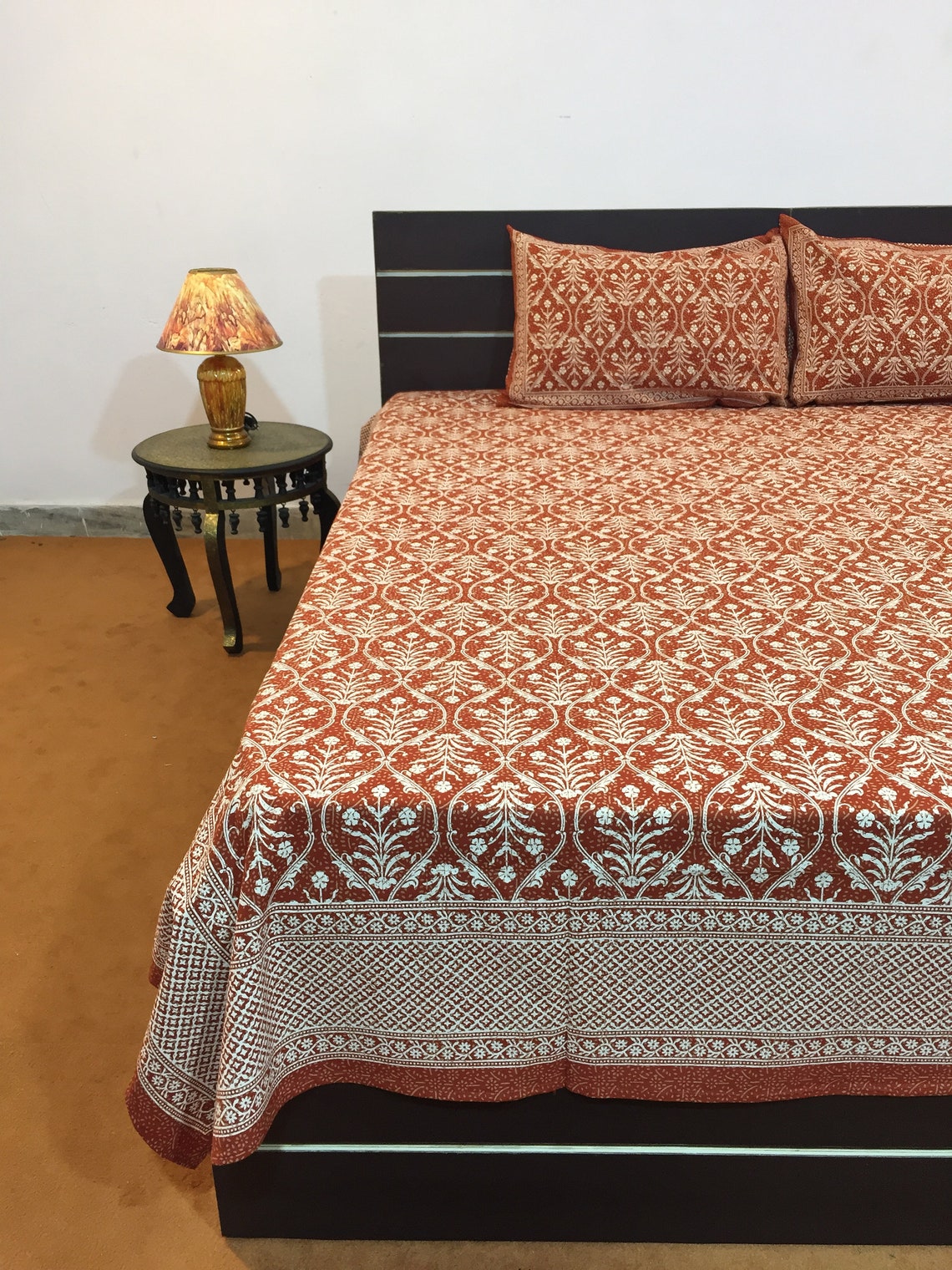 Indian Cotton Bedsheet Set Bedspread with flat sheet and Etsy