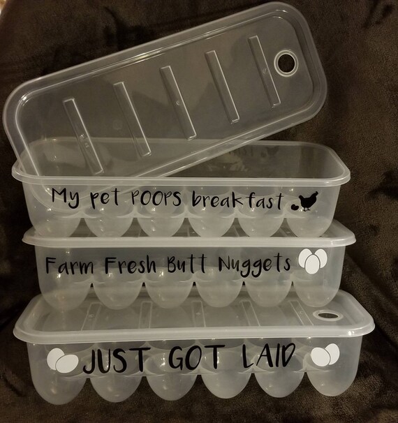 Funny Egg Storage Containers Plastic Carton Container Holder Cartons With Phrases Farmhouse