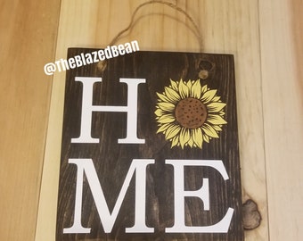 Sunflower decor - sunflower wood sign - Home - Sunflower home sign - wood sign - vintage inspired