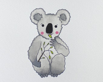 Baby koala watercolor illustration