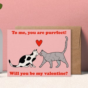 Purrfect cats love romantic valentines day valentine gift colorful greeting wish card illustration