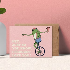 I froggin' love you frog romantic valentines day valentine gift colorful greeting wish card illustration