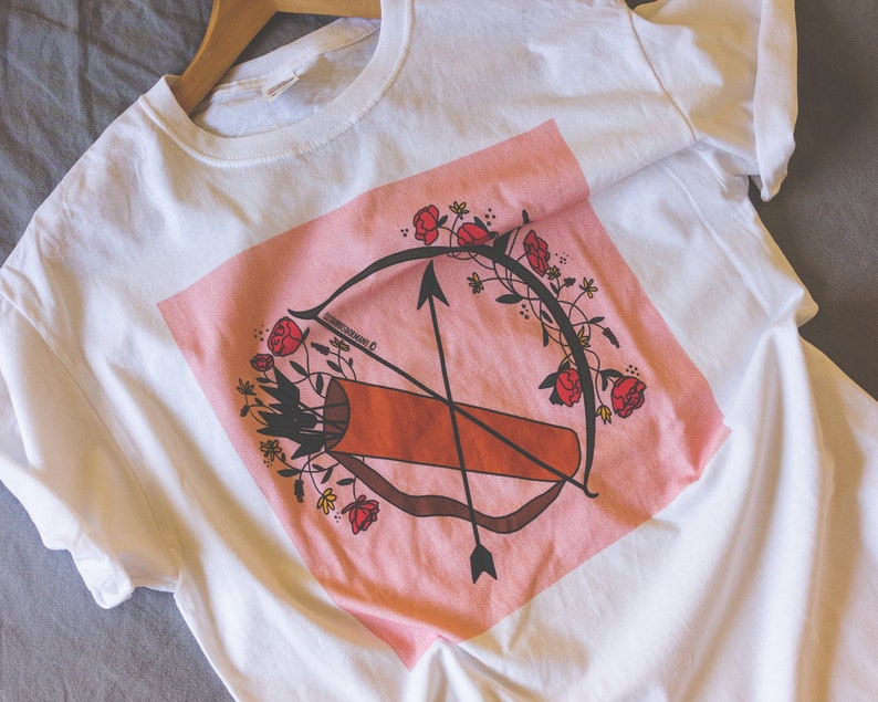 Floral bow and arrow illustration t-shirt