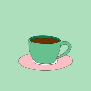 Tea Cup Coffee Lover illustration print