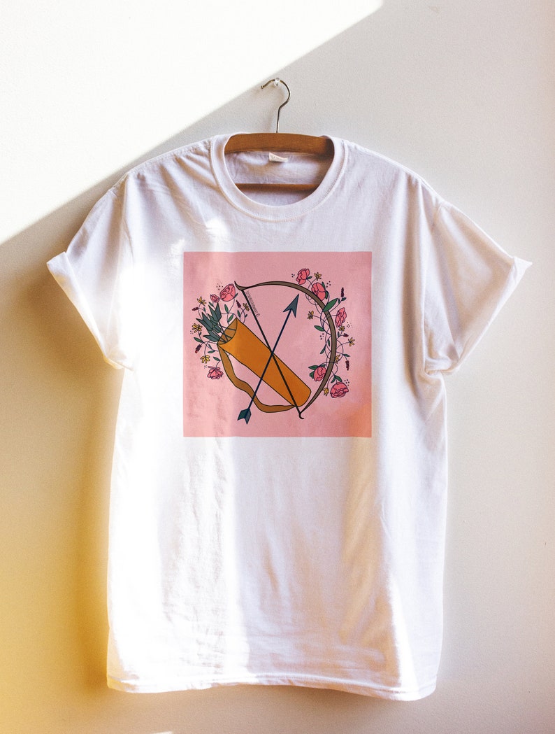 Floral bow and arrow illustration t-shirt
