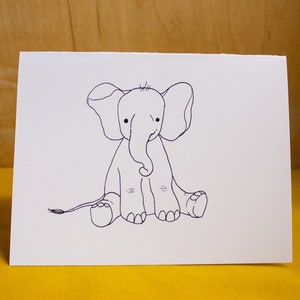 Baby elephant black and white greeting card