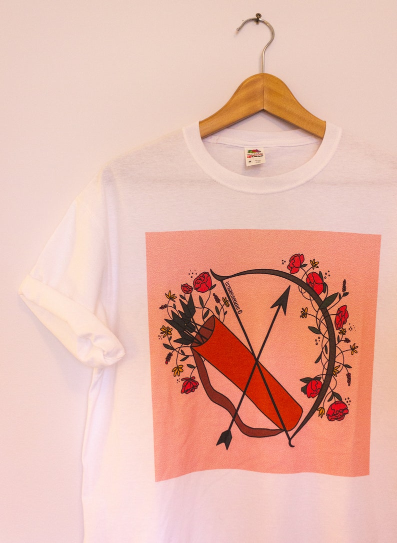 Floral bow and arrow illustration t-shirt