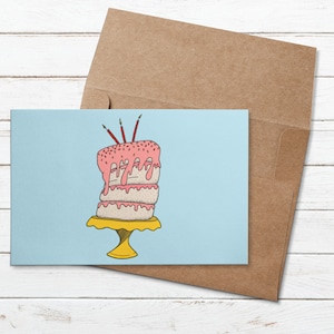 Birthday cake colorful greeting card birthday party