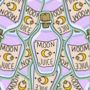 Moon juice weatherproof vinyl sticker feminist agenda scrapbook bullet journal witchy witchcraft wicca witch magic