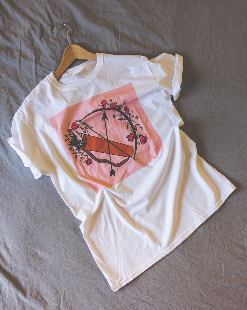 Floral bow and arrow illustration t-shirt