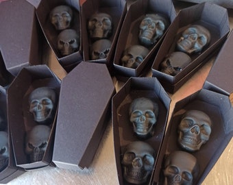 Vegan Gothic 2 piece Skull  Soap in a Black Kraft Paper Box