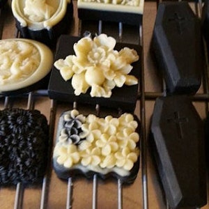 VEGAN Witchcraft Gothic/Victorian Black + Cream Patchouli Cold Process Soap in Black Paper Box