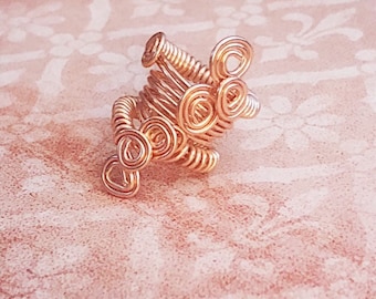 Handmade Bohemian Style Hair Ring, Copper Coloured Hair Ring, Wirework Hair Jewelry, Bohemian Hair Jewelry